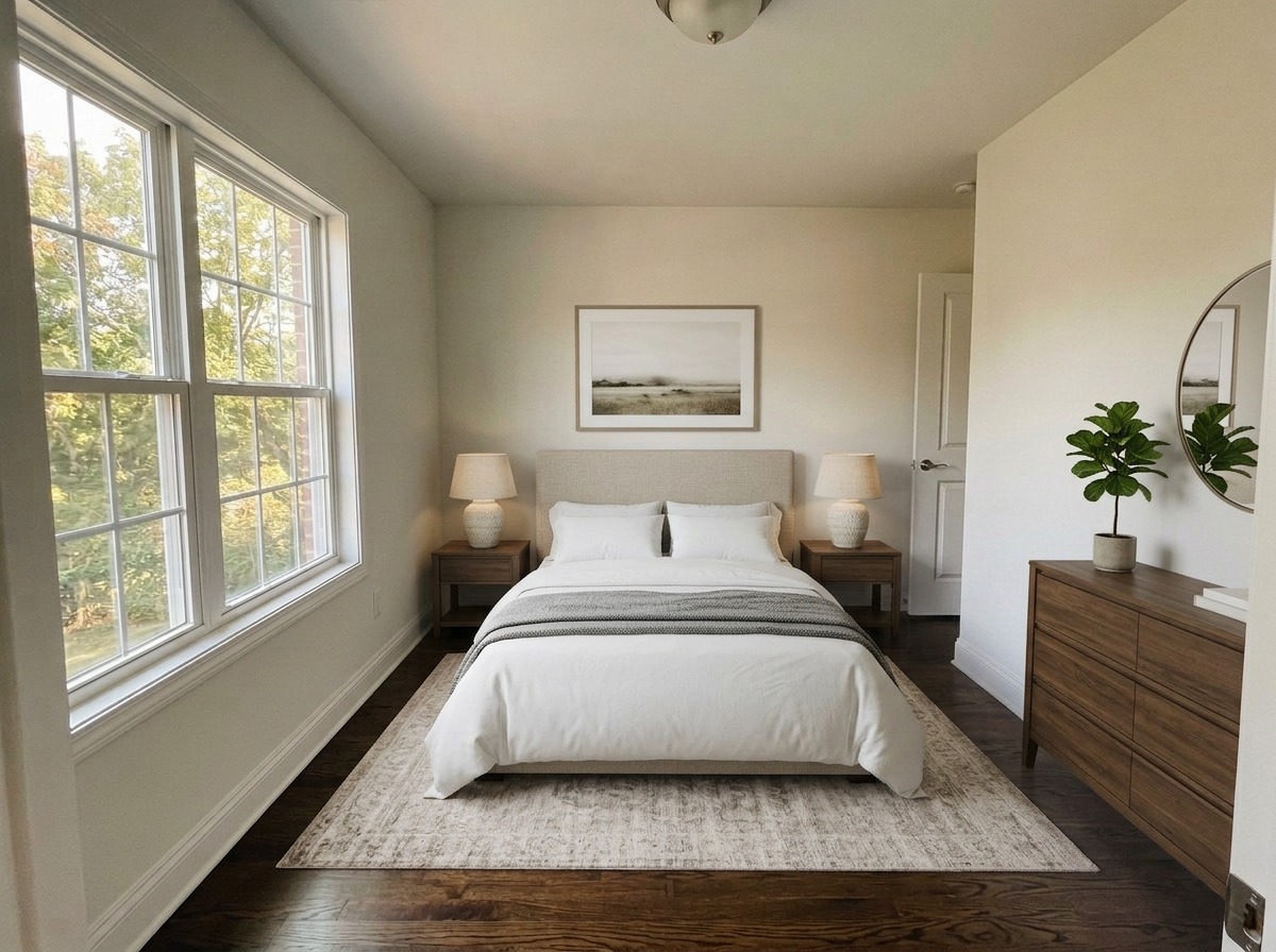 The same bedroom, staged transitional